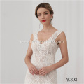 Elegant Vestido De Renda Lace Sleeveless Open Back A Line Bridal Gowns